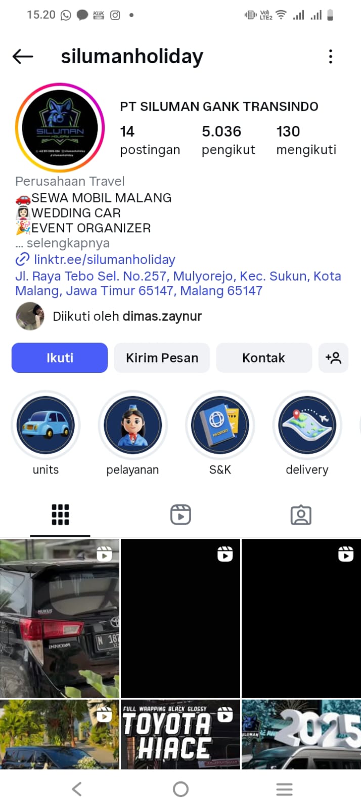 Aktivitas Siluman Holiday di Instagram